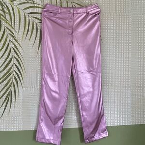 NWT Rachel Zoe pink metallic faux leather her pants size 6